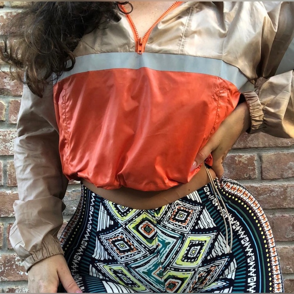Cropped “glow up” Windbreaker reflective trim orange/nude Big Bottom Behavior L